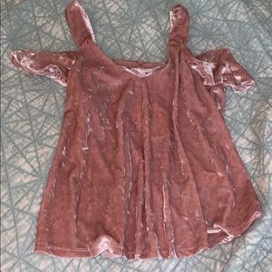 Pink velvet off the shoulder top